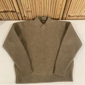 Vintage Minimalist Preppy Luxury 100% Merino Wool Sweater Oatmeal Tasso Elba L